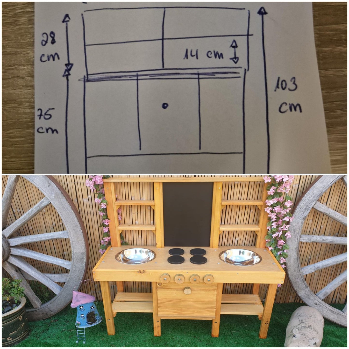 Custom Mud kitchen with drop down oven for Stephanie.